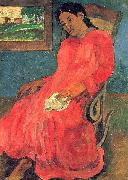 Paul Gauguin Frau im rotem Kleid oil on canvas